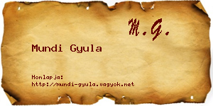 Mundi Gyula névjegykártya